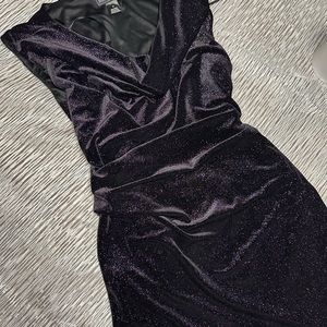 Black Velvet Purple Sparkle Party Cocktail Dress size 16